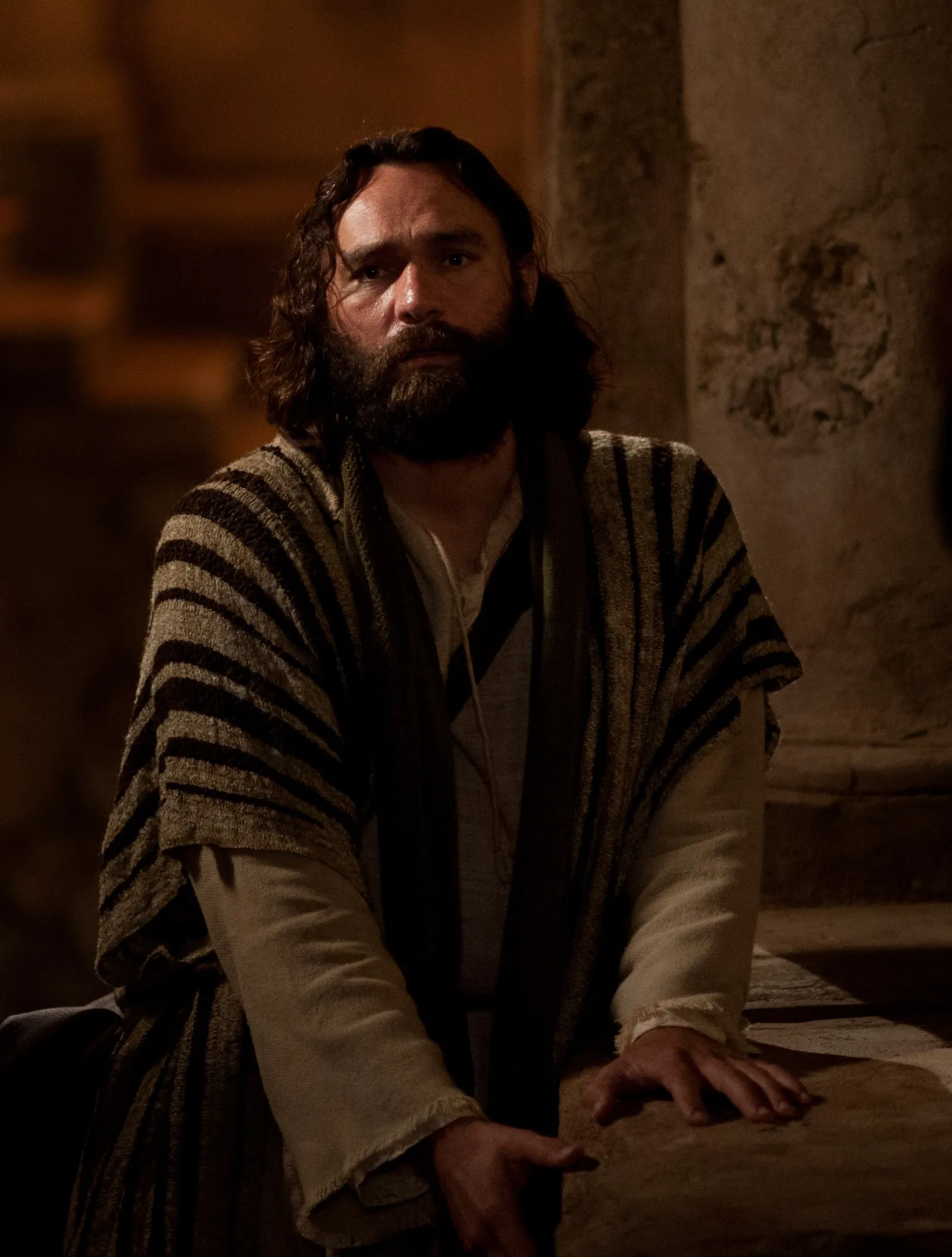 Peter looks distressed after denying his association with Jesus Christ.