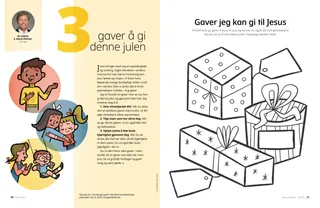 PDF-side med en fargeleggingsaktivitet med julegaver