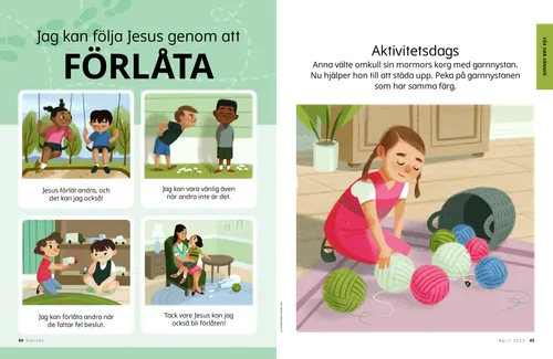 Pdf där två barn gungar, en pojke är elak mot en annan pojke, ett barn ger en leksakslastbil till ett annat barn, en flicka berättar för sin mamma att hon hade sönder en vas.