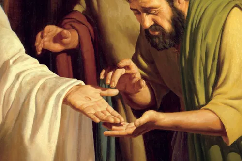 使徒察看基督手上傷痕圖片的局部