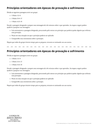 Material complementar: Princípios orientadores para momentos de provação e sofrimento