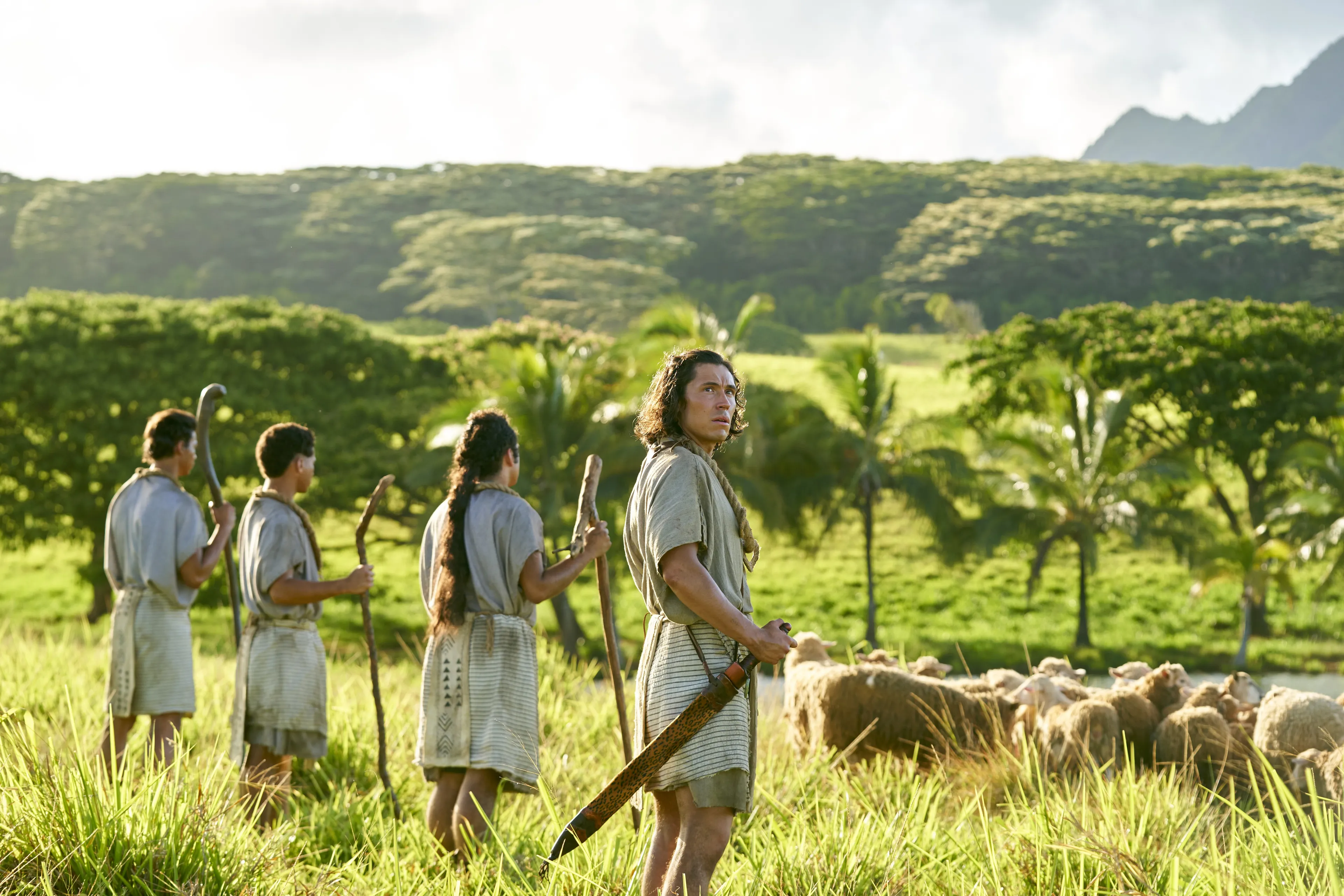 Ammon, son of Mosiah, watches the flocks with the servants of King Lamoni in the land of Ishmael.