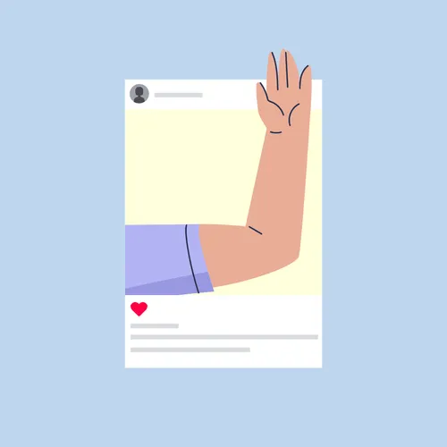 hand raised on a social media feed