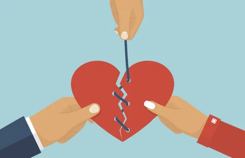 illustration of broken heart being sewn back together