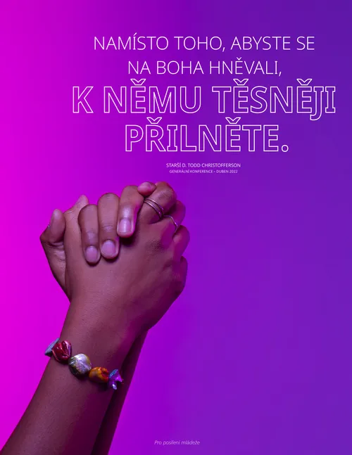 plakát s rukama sepjatýma k modlitbě