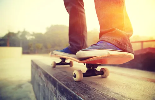 feet on a skateboard