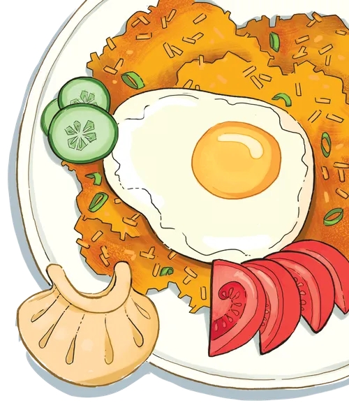 Plate with rice and egg