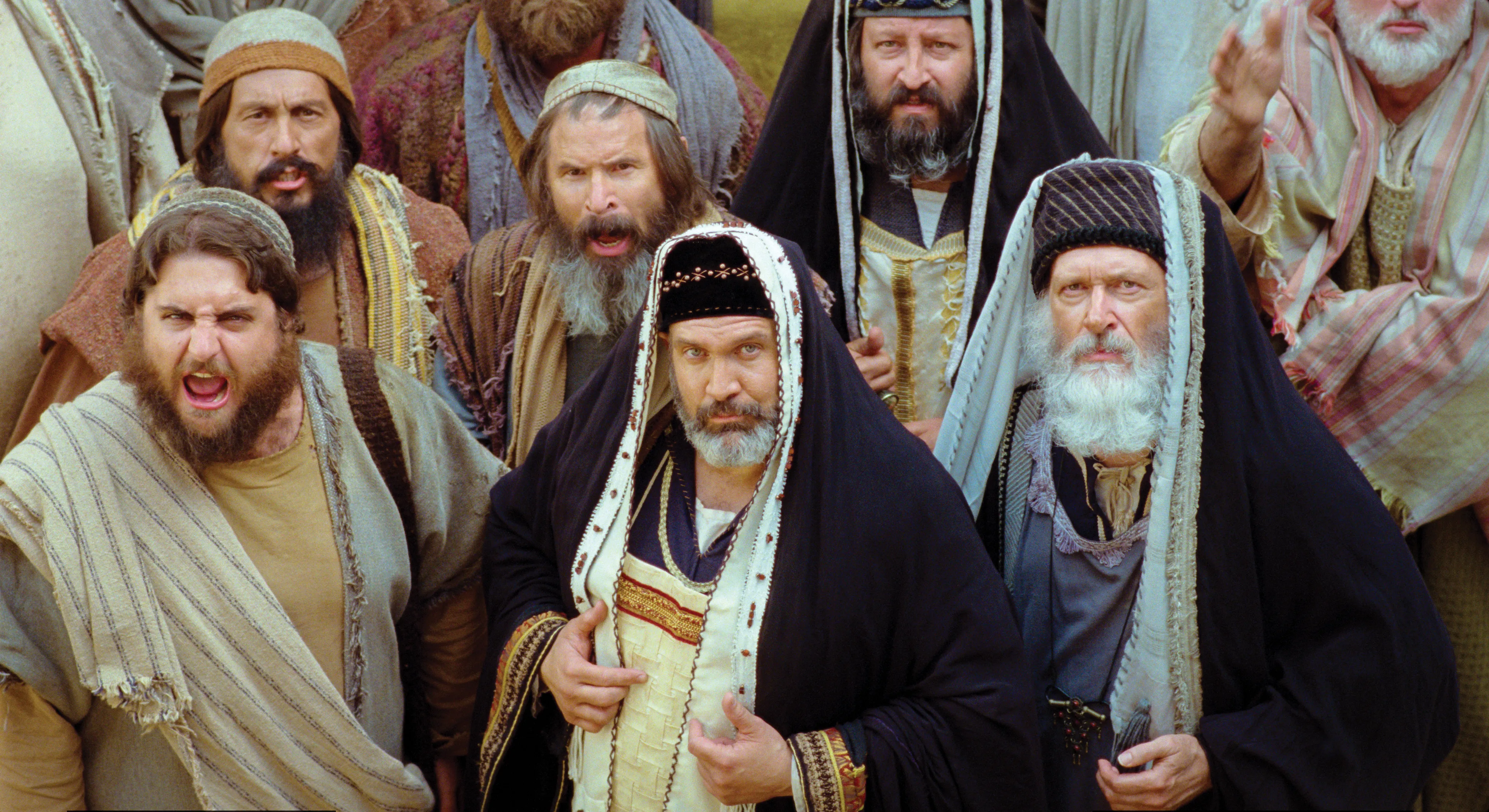 Priests in the congregation condemn Christ before Pilate.