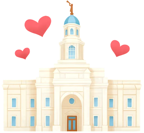 drawing with temple with hearts