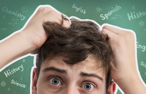 young man pulling hair
