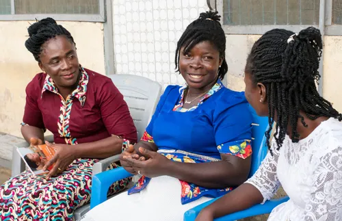 Women sitting and talking to each other