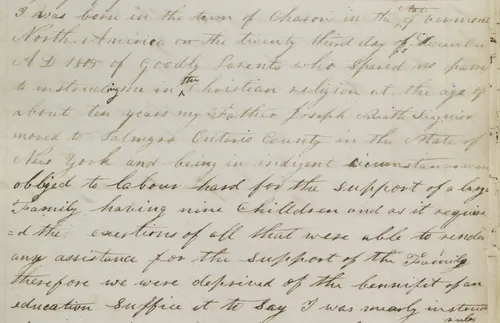 entry from Joseph Smith 1832 history written in his own hand
