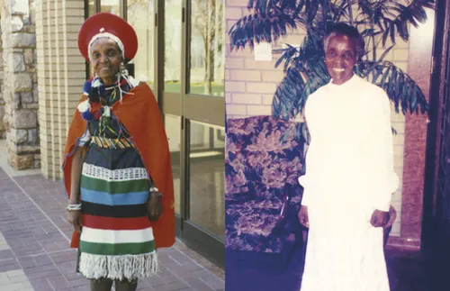 Julia in native Zulu dress and in temple dress