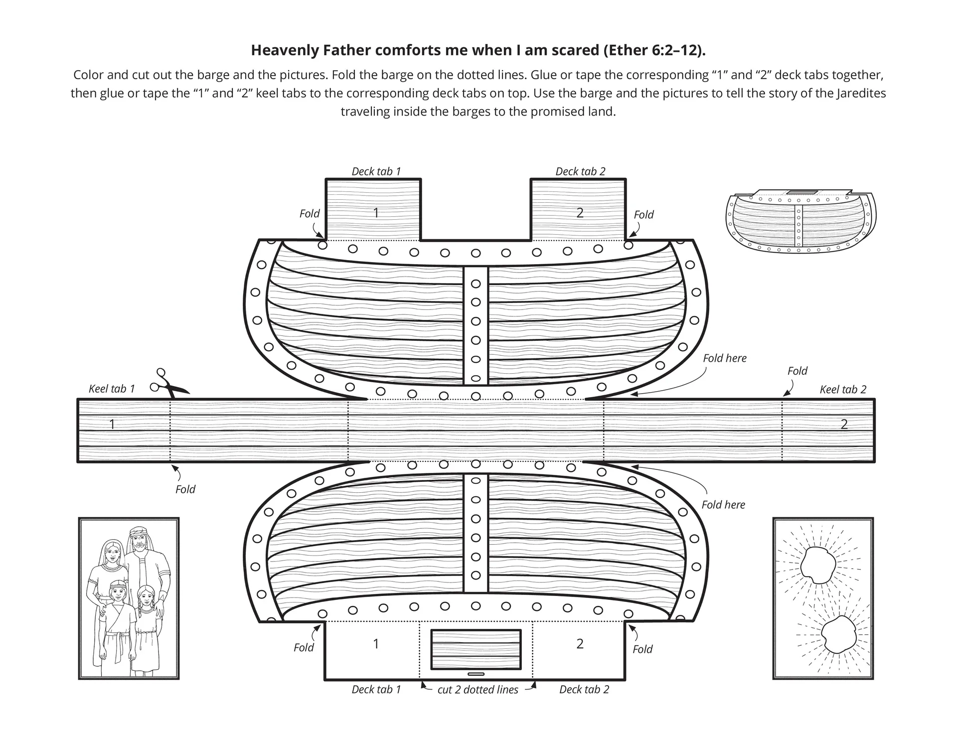 A line-art drawing of barges.