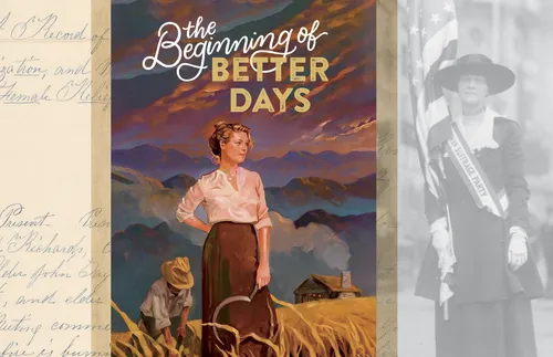 Relief Society meeting notes, pioneer woman, suffragette