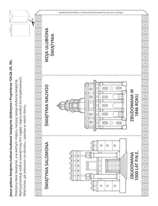 strona z zadaniami: Jezus przykazuje Swojemu ludowi budowanie świątyń