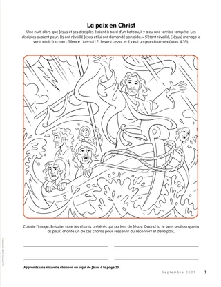 coloring page of Jesus calming the storm