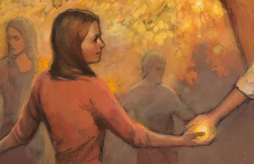 people standing around a tree