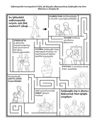 Երեխաների խմբի վարժությունների էջ. ավետարանն ուսուցանում է ինձ, թե ինչպես վերադառնալ Երկնային Հոր մոտ