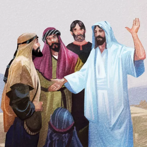 Jesus talking to a group