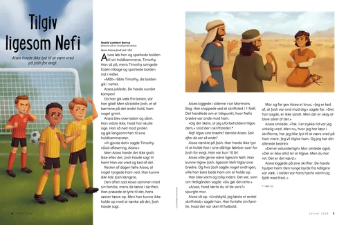 PDF med historie om tre drenge, der spiller fodbold, og Nefi med sine brødre