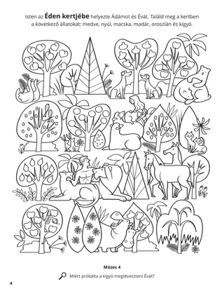 Adam and Eve in the Garden of Eden coloring page