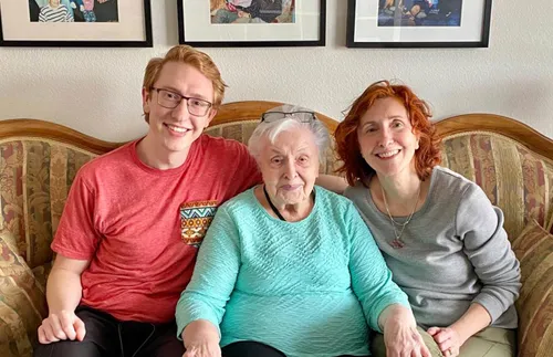 the author with her grandson and daughter