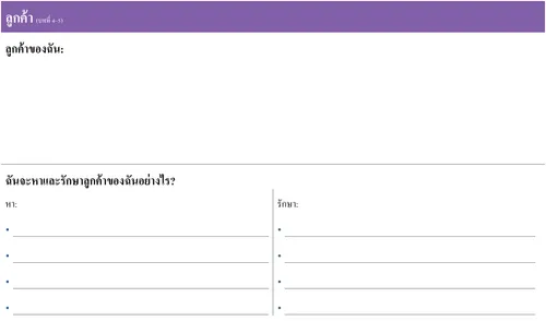 ใบวางแผนธุรกิจส่วนตัว: หมวดลูกค้า