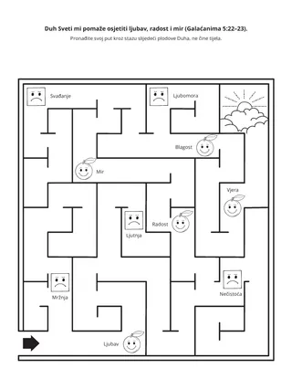 stranica aktivnosti: Duh Sveti mi pomaže osjetiti ljubav, radost i mir