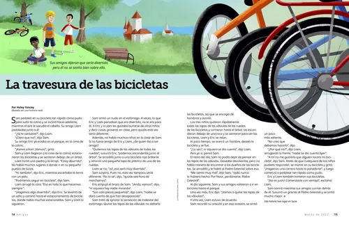 Relato en PDF de niños con sus bicicletas en un parque