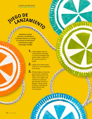 Platos de papel de colores y cuerda