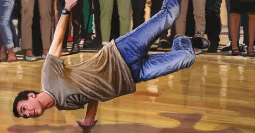young man break dancing