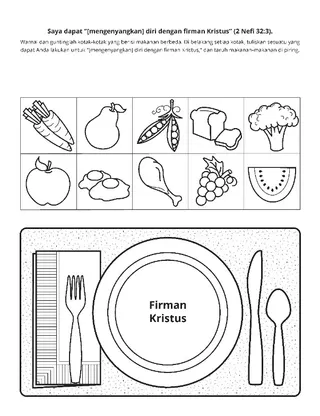 halaman kegiatan: mengenyangkan diri dengan firman Kristus memberi kita makanan rohani