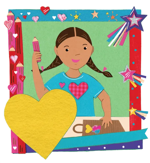 Girl decorating a paper bag