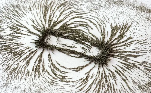 Metal filings around a magnet.