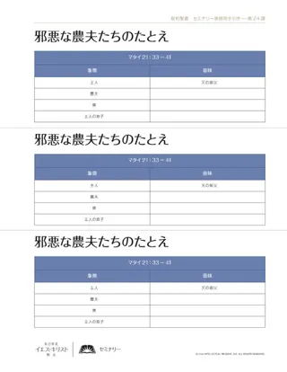 handout, Parable of the Wicked Husbandmen