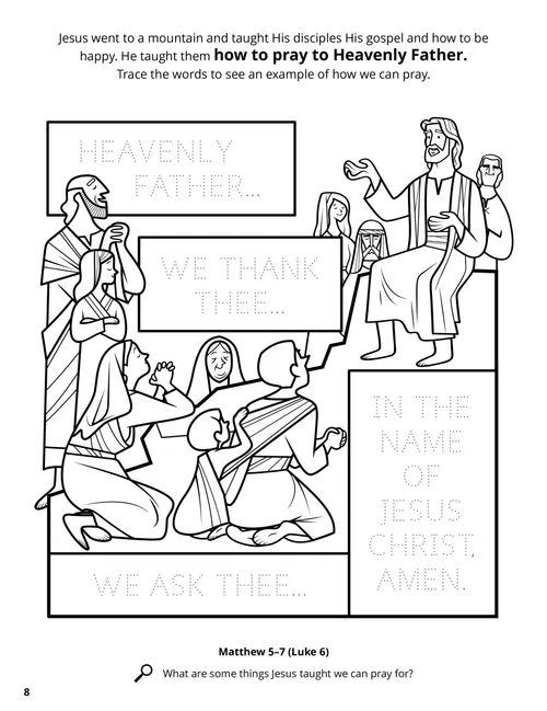 Coloring page PDF of Jesus teaching the Sermon on the Mount