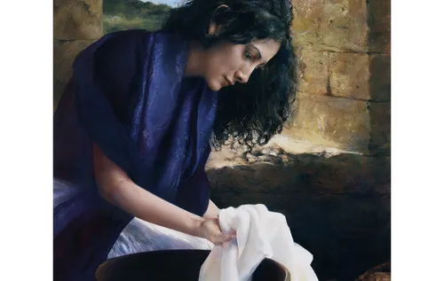 Représentation de Lydie, « marchande de pourpre », dans le Nouveau Testament.