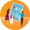 people reading map icon