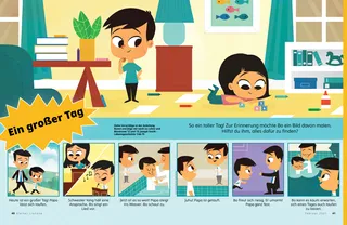 a boy watching his dad get baptized