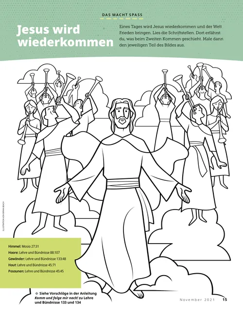 Ausmalbild (PDF) von Jesus Christus beim Zweiten Kommen