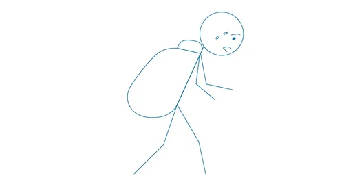 stick man carrying a backpack