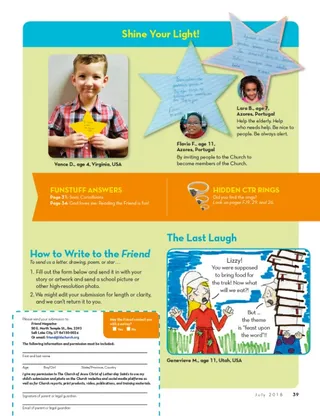 cartoon of girls dressed as pioneers, one holding stack of scriptures