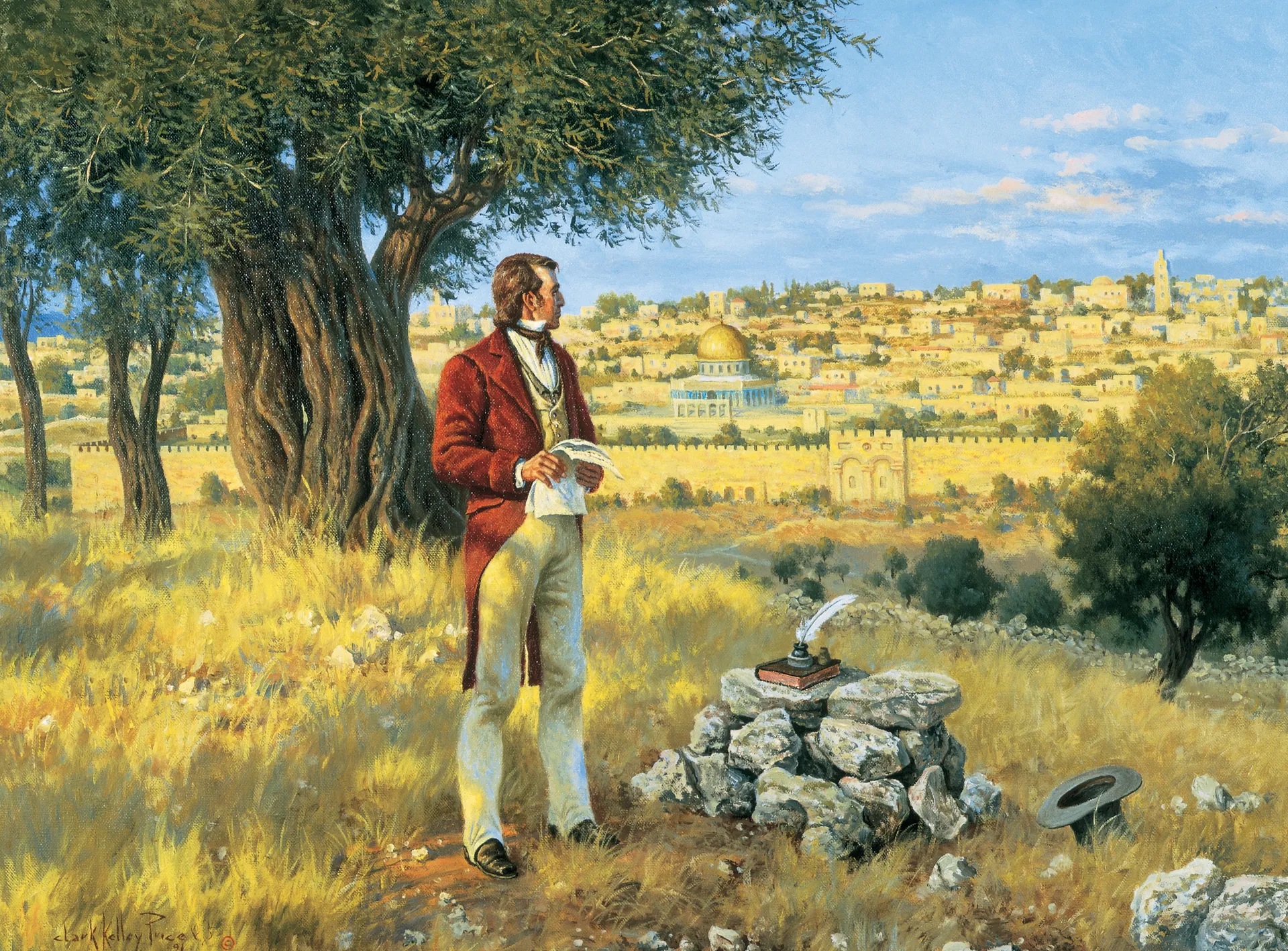 Apostle Orson Hyde Dedicates the Holy Land, by Clark Kelley Price; GAK 419; 3 Nephi 5:24