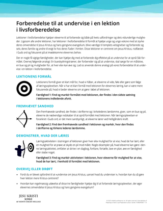 Forberedelse til at undervise i en lektion i livsforberedelse