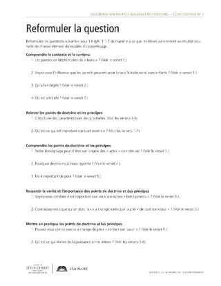 feuilles à distribuer, Reformuler la question