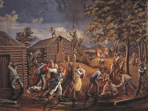 mob attacking the Saints in Jackson County, Missouri