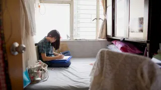 young woman studying