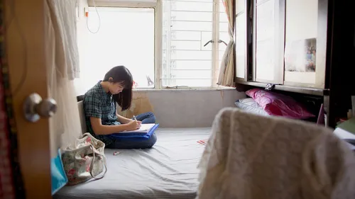 young woman studying