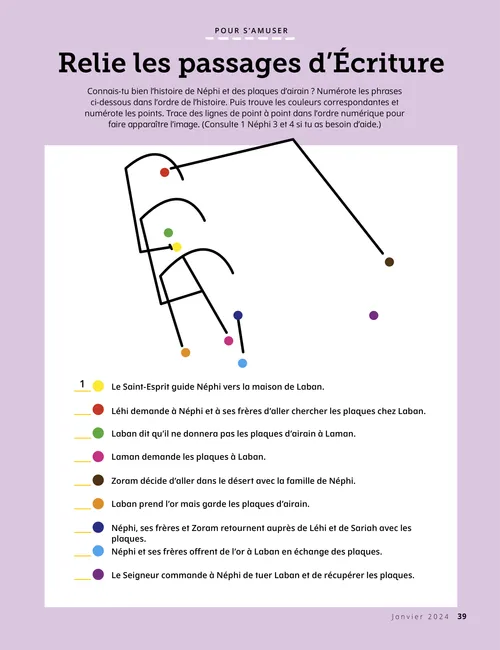 Page au format PDF d’une activité de points à relier avec les Écritures